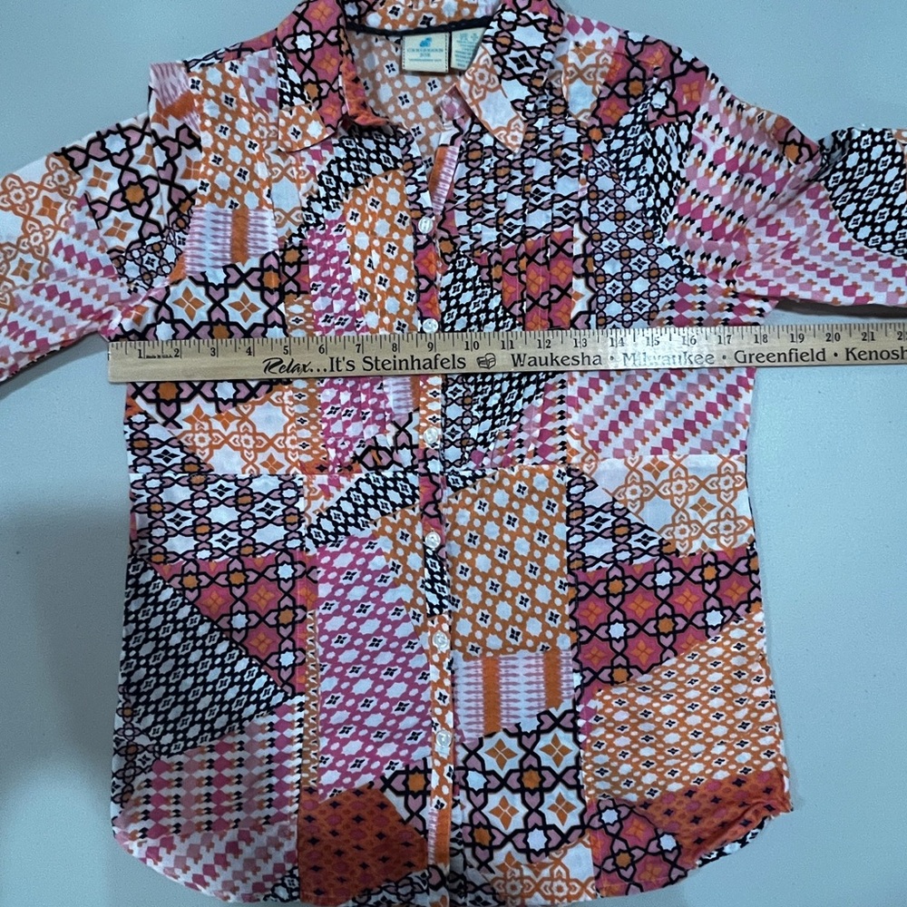 Caribbean Joe Multicolor Patchwork Button Down Sh… - image 6